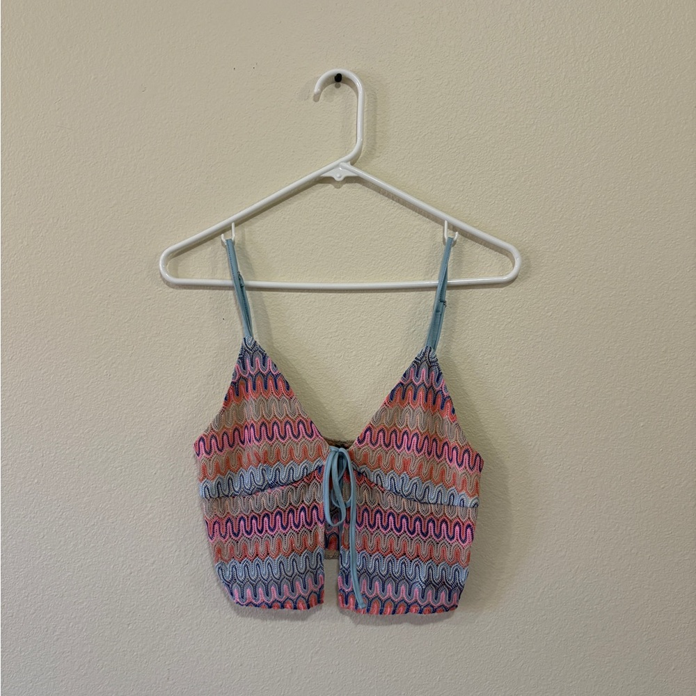 H&M Multicolor Wave Tie-Front Tank Top
